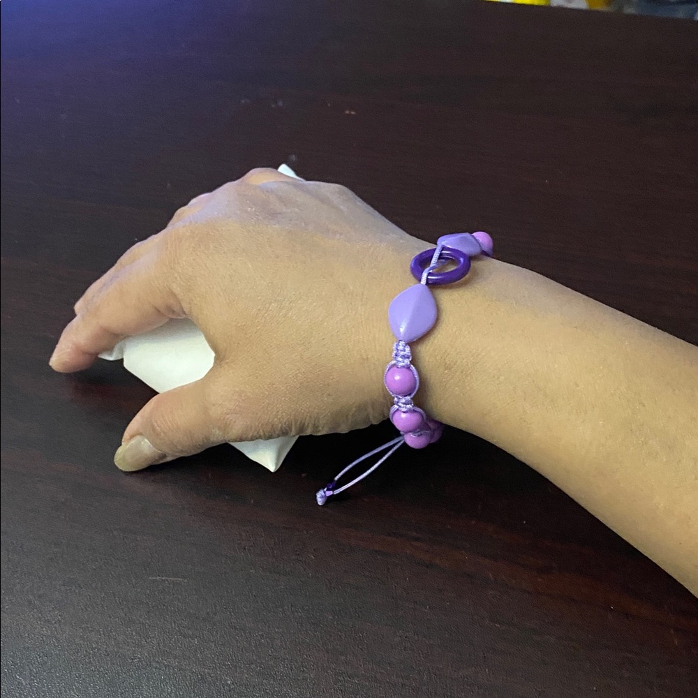 Purple friendship Macrame knotting Beaded Bracelet